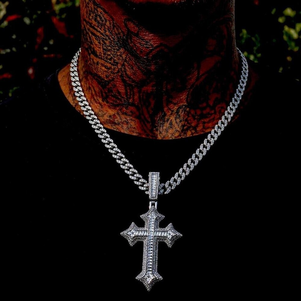 Silver Cross Cuban Cross Necklace 52 D 5